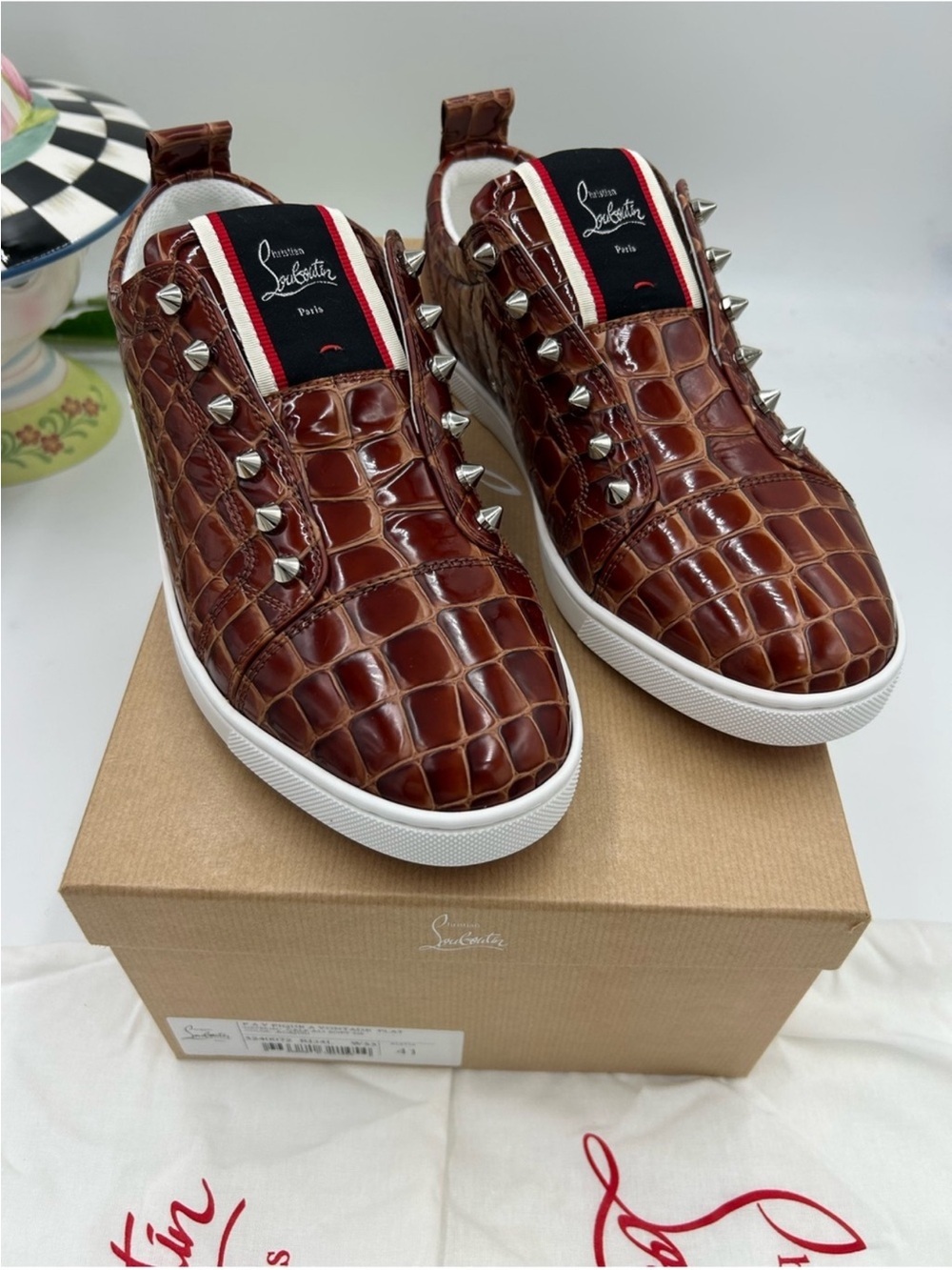 Men’s Christian Louboutin F. A. V. VONDADE sneakers croc leather size 41/8.
